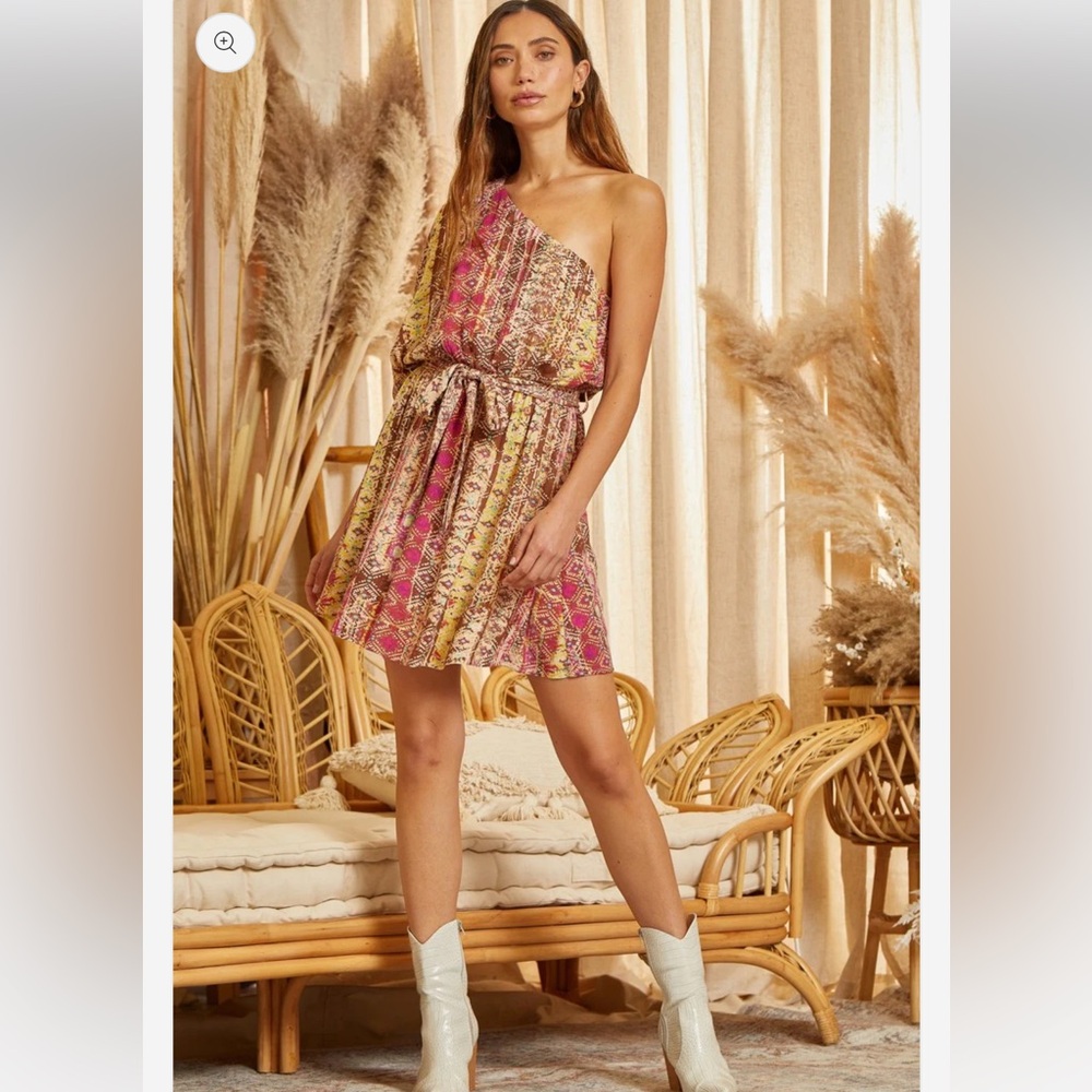 Savanna Jane One-Shoulder Boho Printed Dress Sizes 1X, 2X & 3X